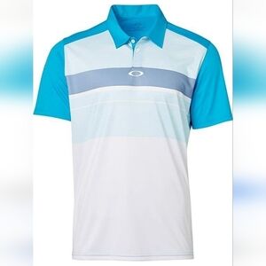 Oakley Short Sleeve Golf Polo Shirt Mens Medium Blue White